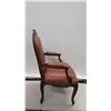 Image 8 : Queen Anne Style Upholstered Carved Wood Armchair 25" x 20" x 43"H