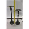 Image 8 : Qty 2 Tall Black Metal Pillar Candle Holders 32" & 38"H