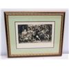 Image 1 : Samson & Delila' Print of Sketch w/ Gilt Frame 26" x 22"