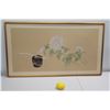 Image 2 : Framed Japanese Watercolor Art - Peonies (some surface damage) 45" x 26"