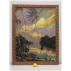 Image 2 : Large Framed Original Acrylic Painting on Canvas, Hikina Akala Kauai, Signed by Artist 41" x 53"