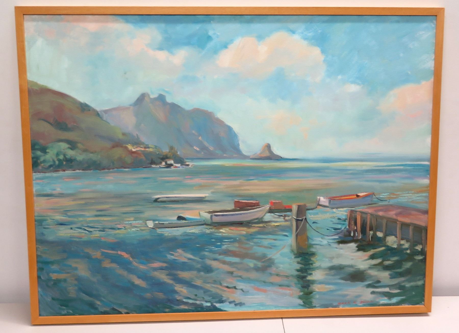 Large Framed Original Acrylic Painting On Canvas Windward Oahu