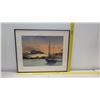 Image 8 : Framed Watercolor "Caribbean Sunset" Signed by Artist Warren W. Zimmer 36" x 30"