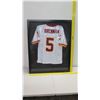 Image 8 : Framed Signed UH Quarterback Colt Brennan #5 Football Jersey 34" x 43" (some damage on frame, along 