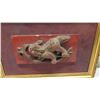 Image 8 : Qty 3 Framed Gilt-Accented 3D Brass Dragon Art in Gilt Frames, Approx 18" x 14"