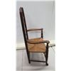 Image 8 : Antique Carved Wooden Armchair w/ Woven Seat, High Back 24" x 47" (one slat broken off)