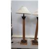 Image 2 : Pair of Tall Column Floor Lamps and Pleated White Shades 14" Dia x 68"H