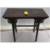 Image 2 : Entry Table w/ Carved Details, Dark Wood 38" x 19" x 34" (damage on left side in carved area)
