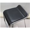Image 2 : Black Upholstered Metal Stool on Round Metal Base 14"W x 16"D x 30"H