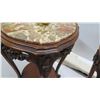 Image 8 : Pair of Curved Wood Stands w/ Marble Top & Undershelf 14" Dia x 26"H