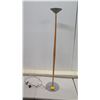 Image 2 : Wooden Torchiere Floor Lamp w/ Black Shade 13" Dia x 68"H