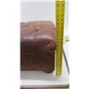Image 8 : Tufted Brown Leather Ottoman 26" x 22" x 15"H