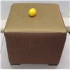 Image 2 : Woven Rattan Ottoman w/ Upholstered Top 20" Dia x 19"H