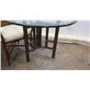 Image 8 : Round Glass Table (42" Dia x 30"H) & 2 Matching Chairs w/ Woven Backrest