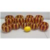 Image 2 : Qty 9 Mackenzie-Childs Round Yellow & Red Glass Candle Holders