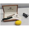 Image 2 : 1912 Montegrappa (Italy) Pen w/ Wooden Box & Mont Blanc 50ml Inkwell
