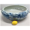 Image 2 : Large Round Oriental White & Blue Ceramic Bowl w/ Markings 21" Dia