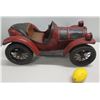 Image 2 : Large Vintage Wood Carved Reprocrafters MCMXCV Black Red Roadster Car 21" Long