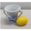 Image 2 : Tiffany & Co. Blue & White Jar w/ 2 Handles, Handpainted in France 5"H