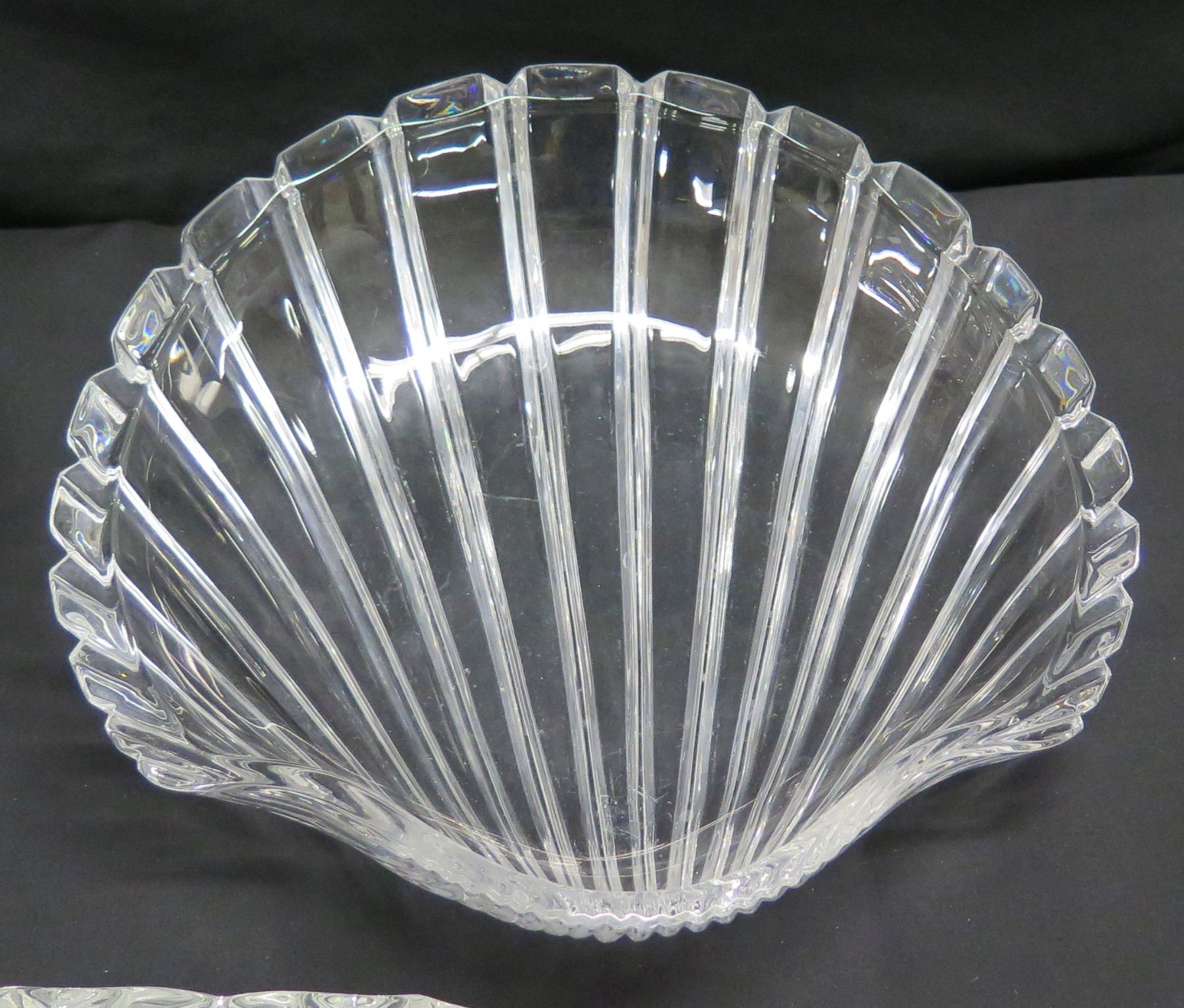 Qty 3 Cut Glass Pieces - Platter, Scalloped Edge Bowl & Shell Dish ...