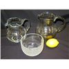Image 2 : Qty 2 Glass Pitchers & Leaf-Patterned Etched Bowl w/ Artist's Name