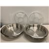 Image 2 : Qty 2 Stainless Steel Hors D'oeuvres Trays w/2 Removable Plastic Inserts