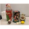 Image 2 : Qty 4 Misc. Santa Claus Christmas Figurines, Coca Cola, Snow Globe, etc.