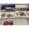 Image 2 : Large Lot of Miniature Snow Village Figurines, Bus, Starbucks Coffee Cart, Fire Truck, Car, etc.