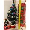 Image 8 : Qty 5 Christmas Decorations: Tall Decorated Tree, Misc. Trees, Snowman, Angel, etc.