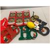 Image 2 : Qty 8 Asian-Inspired Gold Ornaments & 3 Wooden "Ho, Ho, Ho" Holiday Decor