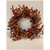 Image 1 : Gold, Orange, and Red Holiday Wreath w/ Berries & Pine Cones