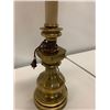 Image 8 : 2 Brass Table Lamps w/ Beige Pleated Lampshades 34.5"H