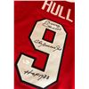 Image 2 : BOBBY HULL SIGNED BLACK HAWKS STATS JERSEY INSCRIBED "THE GOLDEN JET" (JSA COA)