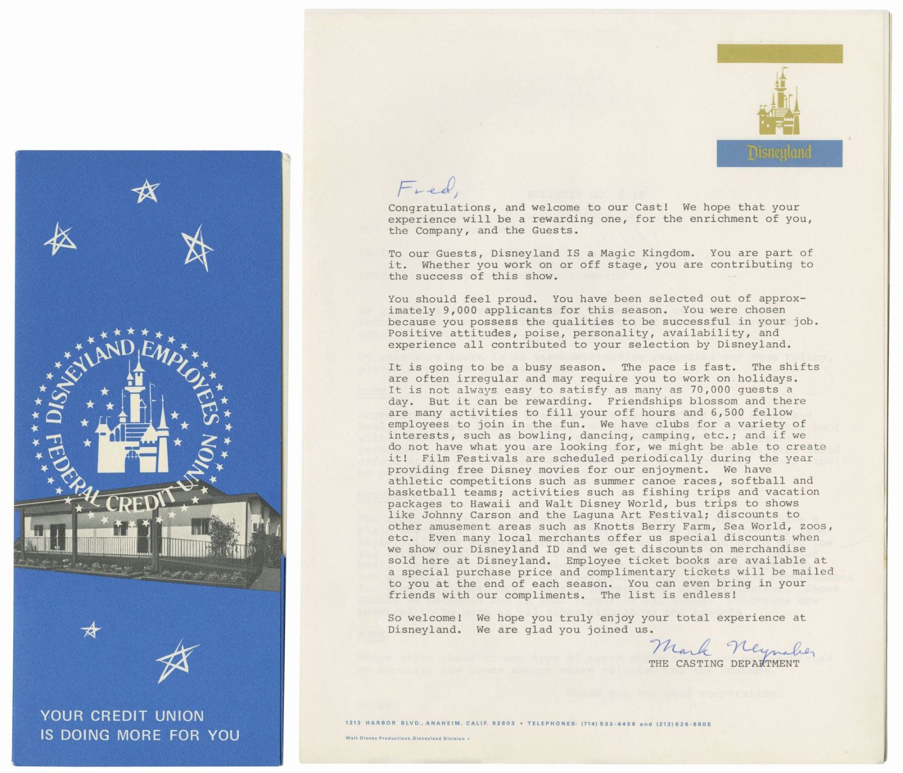 Disneyland New Hire Employment Packet.