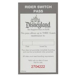 Disneyland Rider Switch Pass Book.