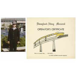 Monorail Operator Certificate & Photo.