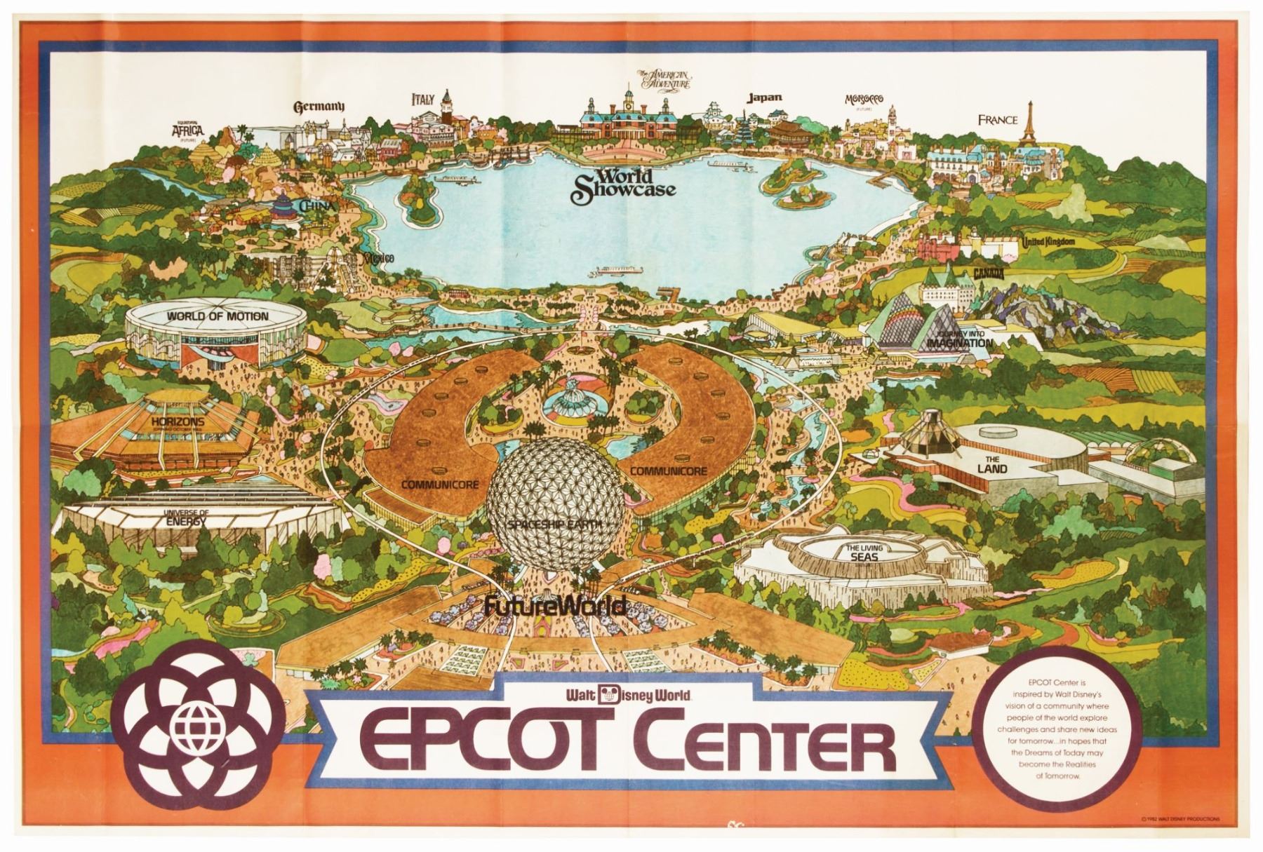 1982 EPCOT Center Souvenir Map. - Van Eaton Galleries