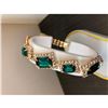 Image 1 : Ladies Gold Square Emerald Rhinestone Bracelet