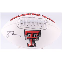 Michael Crabtree Signed Texas Tech Red Raiders Logo Football (JSA COA)