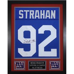 Michael Strahan Signed 24x30 Custom Framed Jersey (JSA COA)