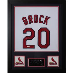 Lou Brock Signed 24x30 Custom Framed Jersey (JSA COA)