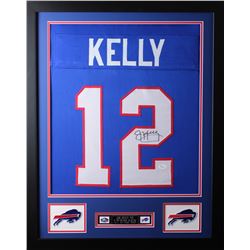 Jim Kelly Signed  24x30 Custom Framed Jersey (JSA COA)