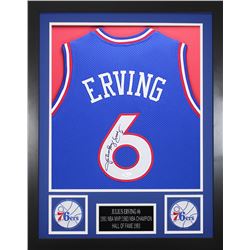 Julius Erving Signed 24x30 Custom Framed Jersey (JSA COA)