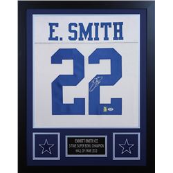 Emmitt Smith Signed  24x30 Custom Framed Jersey (PSA COA  Smith Hologram)