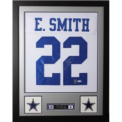 Emmitt Smith Signed  24x30 Custom Framed Jersey (PSA COA  Smith Hologram)