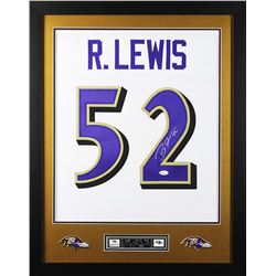 Ray Lewis Signed 24x30 Custom Framed Jersey (JSA COA)
