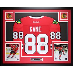 Patrick Kane Signed 35" x 43" Custom Framed Jersey (PSA COA)