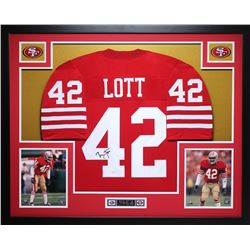 Ronnie Lott Signed 35x43 Custom Framed Jersey (JSA COA)