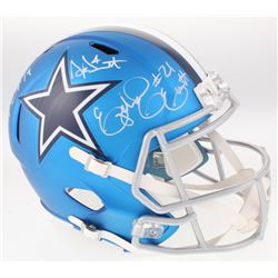 Dak Prescott, Amari Cooper  Ezekiel Elliot Signed Dallas Cowboys Full-Size Blaze Speed Helmet (Becke