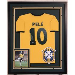 Pele Signed 34x42 Custom Framed Jersey (PSA COA)